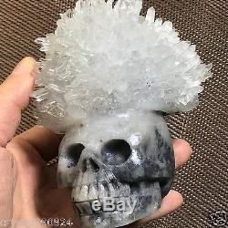 4.6 Clear CLUSTER Natural Quartz Skull Carved Realistic Crystal Healing