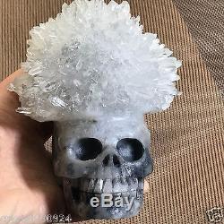 4.6 Clear CLUSTER Natural Quartz Skull Carved Realistic Crystal Healing