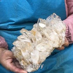 4.66LB Clear Natural Beautiful White QUARTZ Crystal Cluster Specimen