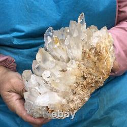 4.66LB Natural Transparent White Quartz Crystal Cluster Specimen Healing 1938