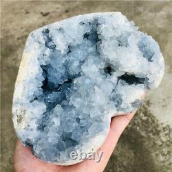 4.6LB Natural Celestite Heart Quartz Crystal Cluster Geode Raw Mineral Specimens