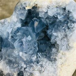4.6LB Natural Celestite Heart Quartz Crystal Cluster Geode Raw Mineral Specimens