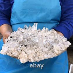 4.97LB Natural White Clear Quartz Crystal Cluster Rough Healing Specimen