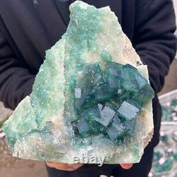4.9lb Large NATURAL Green Cube FLUORITE Quartz Crystal Cluster Mineral Specimen