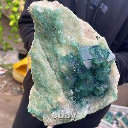 4.9lb Large NATURAL Green Cube FLUORITE Quartz Crystal Cluster Mineral Specimen