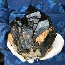 4.9lb Large Natural Black Quartz Crystal Cluster Rough Healing Specimen