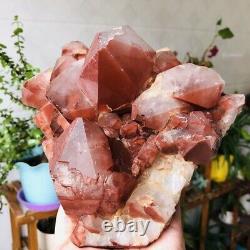 4.9lb Rare Natural Red Ghost Quartz Crystal Cluster Raw Rough Mineral Specimens
