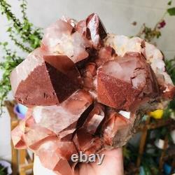 4.9lb Rare Natural Red Ghost Quartz Crystal Cluster Raw Rough Mineral Specimens