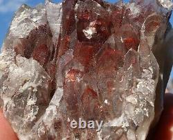 400g/ Rare Large Red Phantom Hematite Quartz Cluster, Zambia