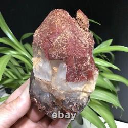 408g Natural Red Ghost Pyramid Quartz Crystal Cluster Vug Raw Mineral Specimens