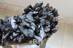 41.85lbs 19kg natural beautiful black quartz crystal cluster tibetan specimen