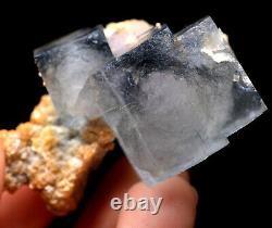 42.1g Natural Fluorite &Stibnite Crystal Cluster Mineral Specimen/Yaogangxian
