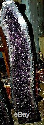 43/41.5 Inch Brazilian Amethyst Crystal Cathedral Cluster Geode Pair Museum Gd