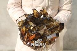 4360g Natural Beautiful Citrine Smoke Quartz Crystal Cluster Tibetan Specimen