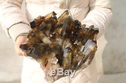4360g Natural Beautiful Citrine Smoke Quartz Crystal Cluster Tibetan Specimen