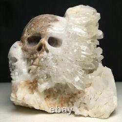 446g Natural Crystal Cluster, Specimen Stone, Hand-Carved, The Skull. Healing