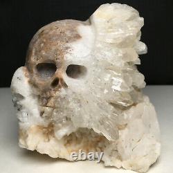 446g Natural Crystal Cluster, Specimen Stone, Hand-Carved, The Skull. Healing