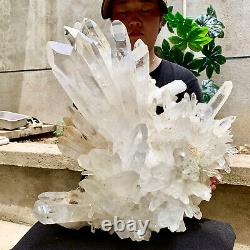 45.43LB Clear Natural Beautiful White QUARTZ Crystal Cluster Specimen Madagascar