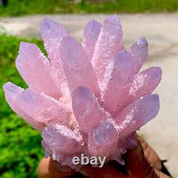 460G New Find Pink Phantom Quartz Crystal Cluster MineralSpecimenHealing