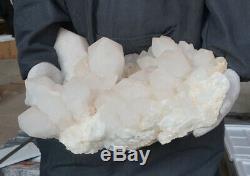 47.4LB 15.3 Natural White Clear Quartz Crystal Cluster Points Original Healing