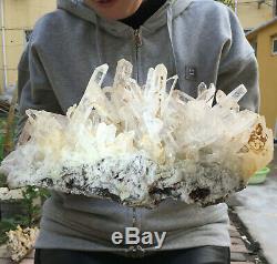4700g Large Natural Clear White Quartz Crystal Cluster Rough Healing Specimen