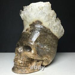 493g Natural Crystal Cluster Quartz, Specimen Stone, Hand-Carved, exquisite skull