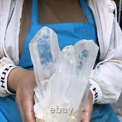 4LB Clear Natural Beautiful White QUARTZ Crystal Cluster Specimen