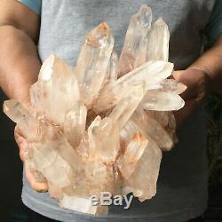 5.0lb Large Natural Clear Pink Quartz Crystal Cluster Rough Healing Specimen