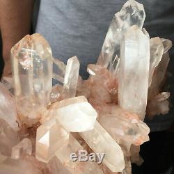 5.0lb Large Natural Clear Pink Quartz Crystal Cluster Rough Healing Specimen