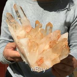 5.1lb Large Natural Clear Pink Quartz Crystal Cluster Rough Healing Specimen