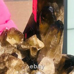 5.21LB Natural Transparent Yellow Brown Quartz Crystal Cluster For Healing