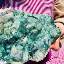 5.25LB NATURAL Green FLUORITE Quartz Crystal Cluster Mineral Specimen