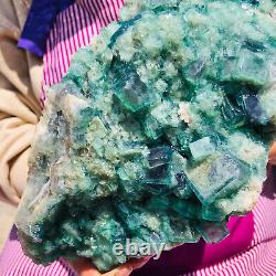 5.25LB NATURAL Green FLUORITE Quartz Crystal Cluster Mineral Specimen