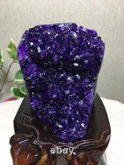 5.29LB Natural Amethyst Geode Quartz Cluster Crystal Specimen Healing +stand