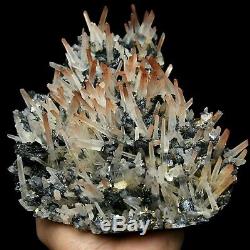 5.4LB Rare Red Crystal Cluster & Flower Shape Specularite Mineral Specimen/China