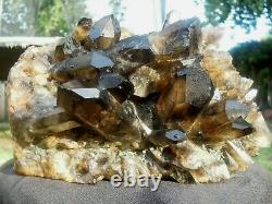 5.7 LB Natural Smoky Black Quartz Crystal Cluster Mineral Specimen