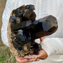 5.7LB Natural Tea black Crystal quartz Cluster Mineral Specimen Healing reiki