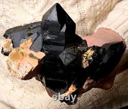 5.81lb Rare Natural Black QUARTZ Crystal Cluster Mineral Specimen