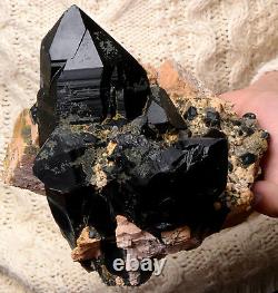 5.81lb Rare Natural Black QUARTZ Crystal Cluster Mineral Specimen