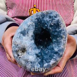 5.83LBNatural Blue Celestite Crystal Geode Quartz Cluster Mineral Specimen Reiki