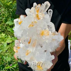 5.87LB New Find white-Yellow PhantomQuartz Crystal Cluster Mineral Specimen