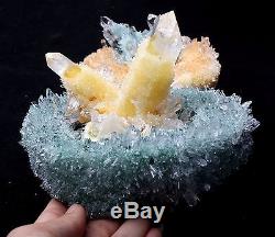 5.918lb New Find Green&Yellow Phantom Quartz Crystal Cluster Mineral Specimen