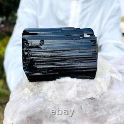 5.95LB Natural black tourmaline quartz crystal cluster mineral specimen