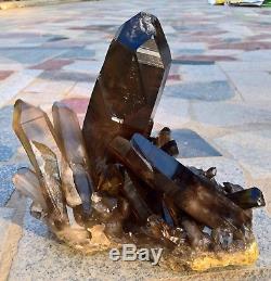 5130g Natural Clear Smoky Citrine Quartz Point Crystal Cluster Healing Mineral