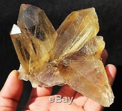 523.4g New Find NATURAL Clear Golden RUTILATED QUARTZ Crystal Cluster Specimen