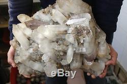 53.9lb AAA Clear Natural White QUARTZ Crystal Cluster Specimen + Amethyst