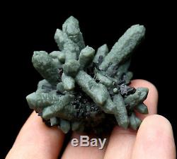 55.7g Natural beauty rare green crystal cluster & ilvaite mineral specimen/China