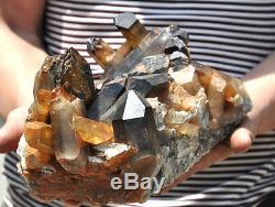 5500g Large natural smoky citrine quartz rock crystal cluster point specimen rei
