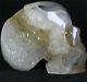 568g Natural Agate Geode Crystal Gemstone Carved Skull Cluster Skeleton Healing