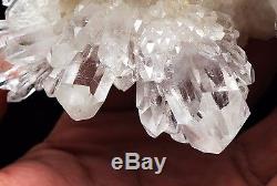 570g Clear Natural Beautiful White skeletal QUARTZ Crystal Cluster Specimen